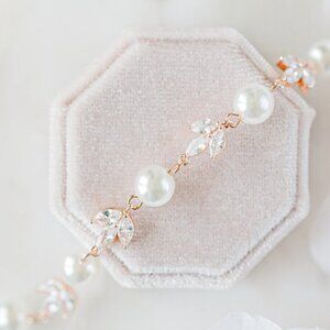 Wink of Pink Wedding Jewelry Anastasia Pearl Wedding Bracelet - Rose Gold